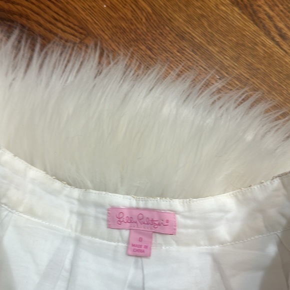 Lilly Pulitzer White & Metallic Gold Harlie Lacey Mini Skirt - Picture 5 of 6